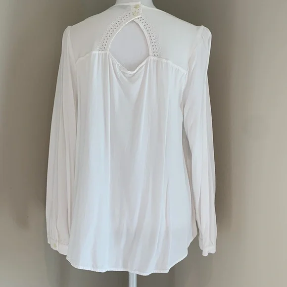 LOFT | Eyelet Cutout Back Blouse Top | White | X-Large - Picture 5 of 8